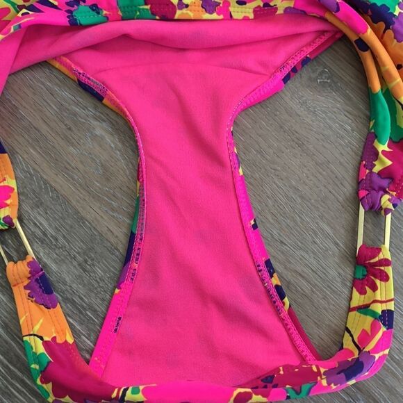 Old Navy bikini 2 piece bathing/swim suit pink floral med top large bottom NWOT - Picture 5 of 14